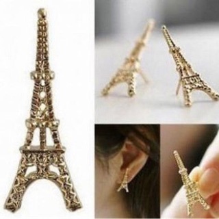 Sale Earring Korean Fashion Chic Gold Filled Eiffel tower ต่างหู