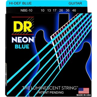 สายกีต้าร์ไฟฟ้าเคลือบเรืองแสงสีฟ้า DR Strings รุ่น NEON™ BLUE Electric Guitar Medium