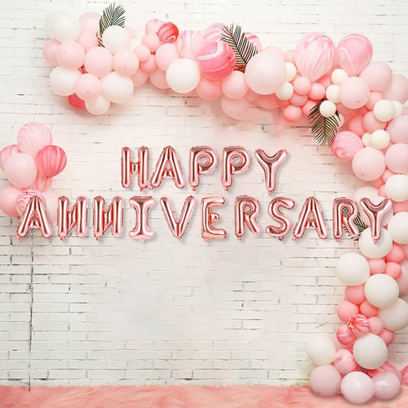 ลูกโป่งฟอยล์ รูปตัวอักษร Happy Anniversary สำหรับตกแต่งงานครบรอบ ขนาด 16 นิ้ว