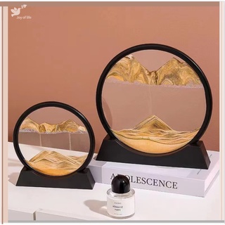 Moving Sand Art Picture Round Glass 3D Deep Sea Sandscape in Motion Display Flowing Sand Frame