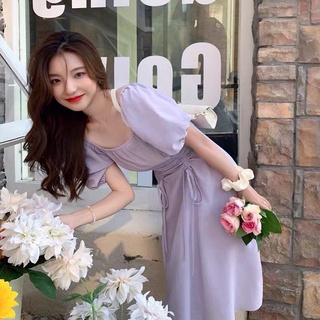 purple puffy dress ไซส์ S-2XL