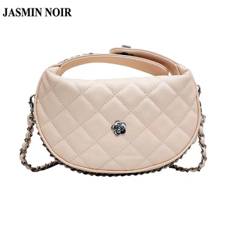 Jasmin NOIR กระเป๋าถือ กระเป๋าสะพายไหล่ ลายสก๊อต แต่งสายโซ่คล้อง สําหรับสตรี