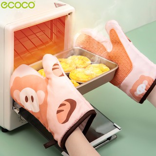 Ecoco ถุงมือกันร้อน ถุงมือจับของร้อน ถุงมือไมโครเวฟ กันความร้อน ถุงมือเตาอบ ถุงมือไมโครเวฟ ที่จับของร้อน ทนอุณหภูมิสูง