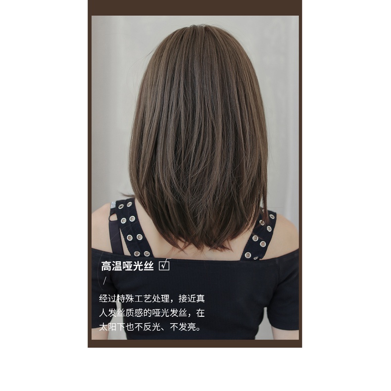 Seven Street Queen D-119 วิกผมหญิงผมยาวใบหน้าสั้นวิกผมตรงในช่วงกลางของผมตรงกระดูกไหปลาร้าผมวิกผมเต็มหมวก - รูปที่ 5