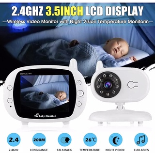 พร้อมส่งจากไหย 3.5 นิ้ว Wireless Audio Video Baby Monitor กล้องรักษาความปลอดภัย 2 Way Talk Night Vision IR LED