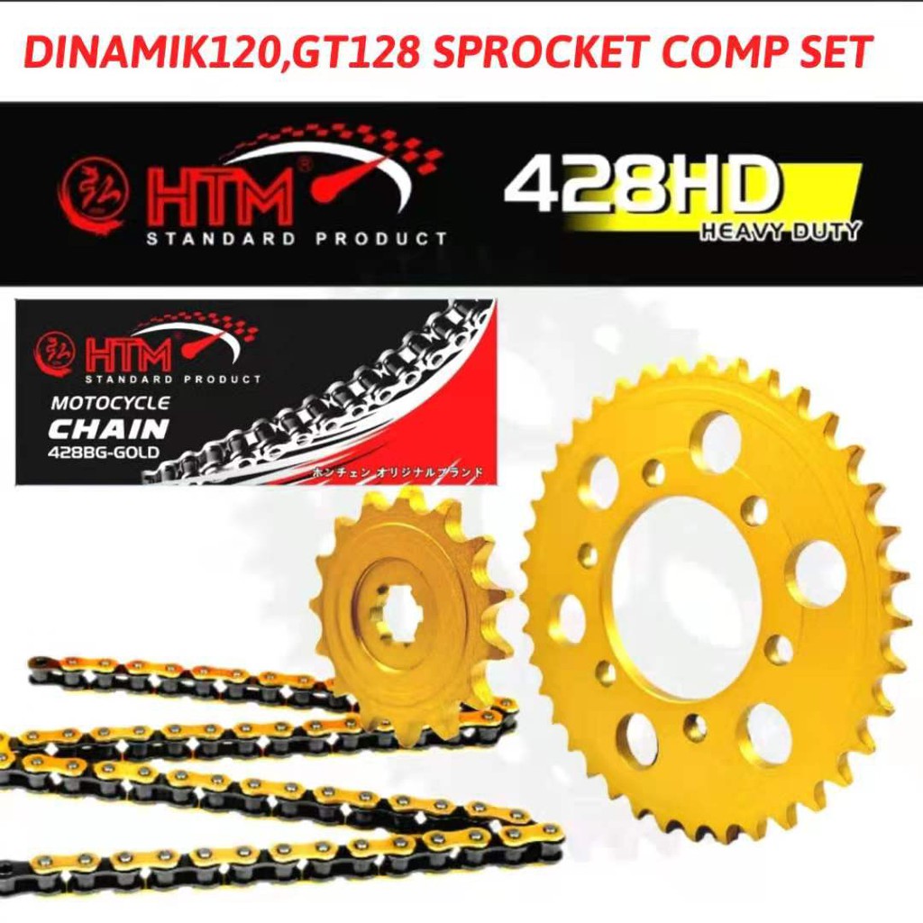 428HBG-128L DINAMIK120 GT128 MODENAS SPROCKET SET RACING GOLD HTM