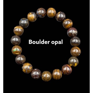 Boulder Opal beads 10 MM bracelet. สร้อยข้อมือลูกปัดโอปอลโบลเดอร์ 10 มม.