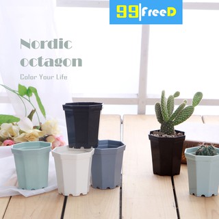 กระถางต้นไม้สไตล์นอร์ดิก 2 ขนาด 2.7นิ้ว/4นิ้ว สีพาสเทล หนาพิเศษ 4 สี Nordic Octagon