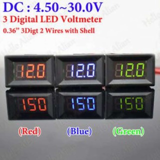 ดิจิตอล โวล์ทมิเตอร์ DC 4.5 - 30.0 V (Mini 0.36in DC 4.5V-30V 2-Wire LED Digital Display Panel Battery Voltmeter)