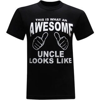 เสื้อยืดผ้าฝ้ายเสื้อยืดแขนสั้นลําลอง คอกลม พิมพ์ลาย This is What an Awesome Uncle Looks Like แฟชั่นสําหรับผู้ชายL XL  XX