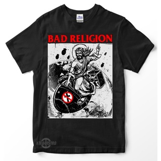 เสื้อผ้าผชเสื้อยืดแขนสั้นพิมพ์ลาย Bad RELIGION band 2 - ATOMIC jesus / Premium สําหรับผู้ชายS-5XL