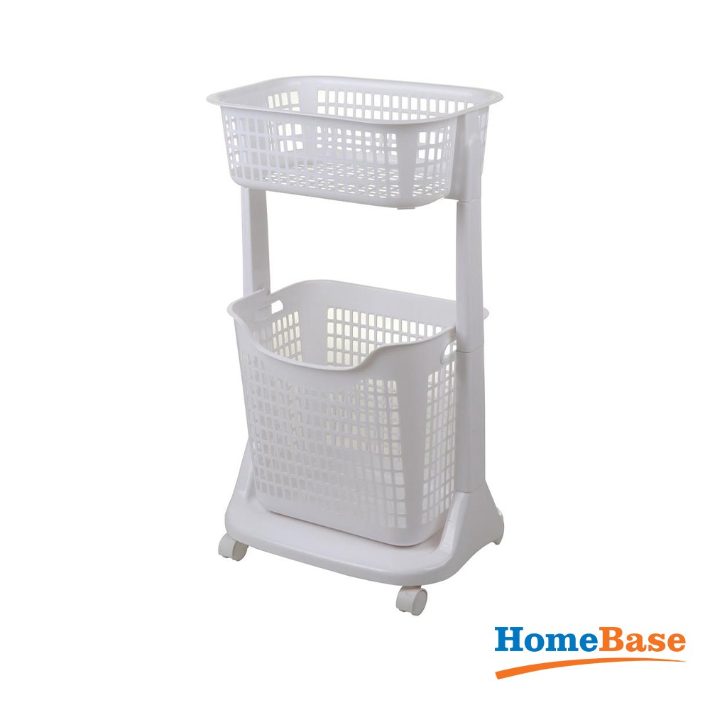 Homebase API Thai ตะกร้าพลาสติก 2 ชั้น สําหรับสกปรกและซักผ้า W45xD30xH80 Cm สีขาว