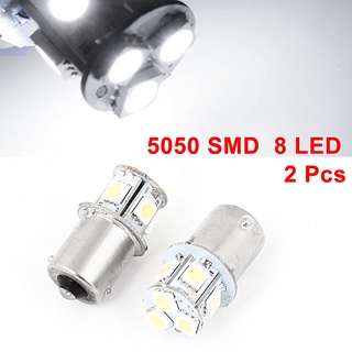 หลอดไฟเบรกท้ายรถยนต์ LED 6V DC 1156 5050 8SMD สีขาว 2 ชิ้น ☆Dysunbey