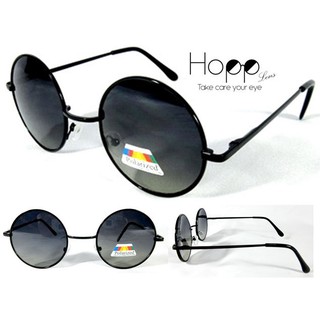 แว่น Polarized ทรง Round curve ขาสปริง สีดำเงา