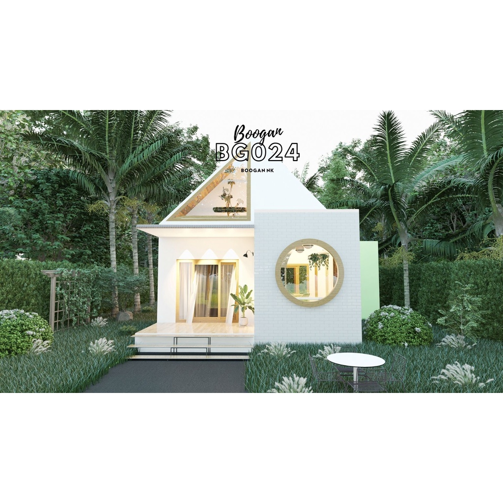 แบบบ้านสไตล์คาเฟ่น่ารักๆ [Bg024] 2 นอน 1 น้ำ พท. ใช้สอย 65 ตรม. งบประมาณ 6  แสน | Shopee Thailand