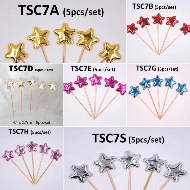 TSC - เค้ก Pick Decorative เค้ก Topper Heart Crown Star Crown