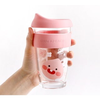 แก้วน้ำ KAKAO FRIENDS LITTLE APEACH GLASS TUMBLER 400 ML. 💜สินค้าพร้อมส่ง💜