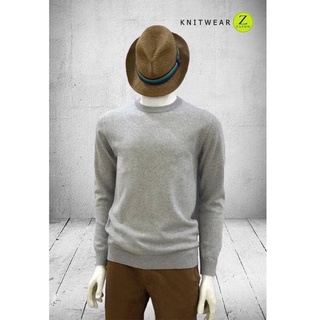 Knitwear Zasum sweatshirt แขนยาวคอกลมสีพื้น เทาอ่อน ถักทอด้วย Cotton100% ผ้านุ่มใส่สบาย ระบายอากาศ