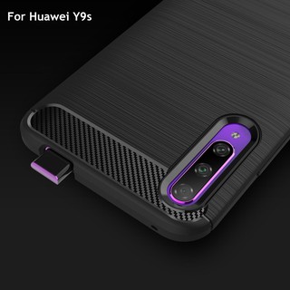 Huawei Y9s นิ่ม คาร์บอนไฟเบอร์ กันกระแทก บาง เคสป้องกันด้านหลัง