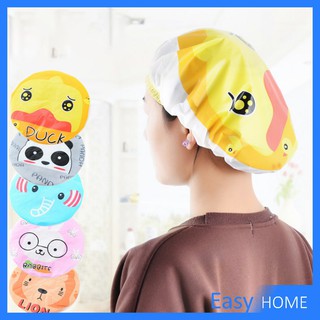 หมวกคลุมผมอาบน้ำ กันน้ำ ลายการ์ตูนน่ารัก กิ๊บเปาะแปะ  ยางมัดผม Shower Cap Kids