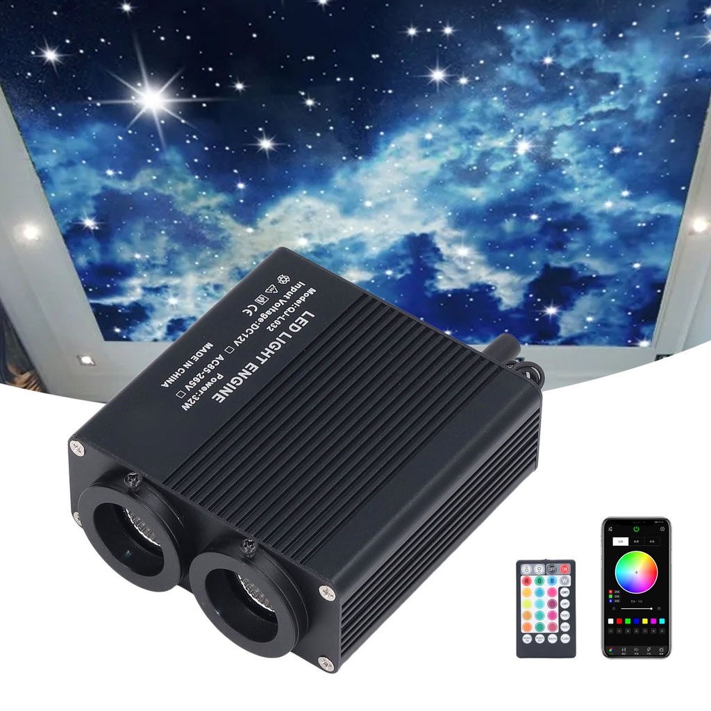 【Seller Recommend】Optic Fiber Light Engine RGBW Bluetooth App Music Remote Control Dual End Driver 32W EU Plug 100‑240V