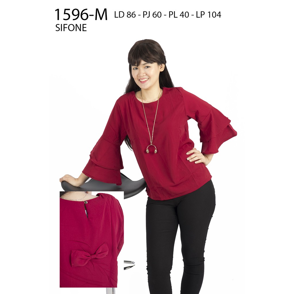 MM 1596-M ผู้หญิง TOP MATT CHIFON นําเข้าแฟชั่น 3/4 SLEEVE LD 86 CM MISMODE SVL