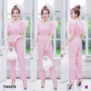 GN9579  Jumpsuit จั๊มขายาวคอวีลึกกำลังดีผ้าซาร่า