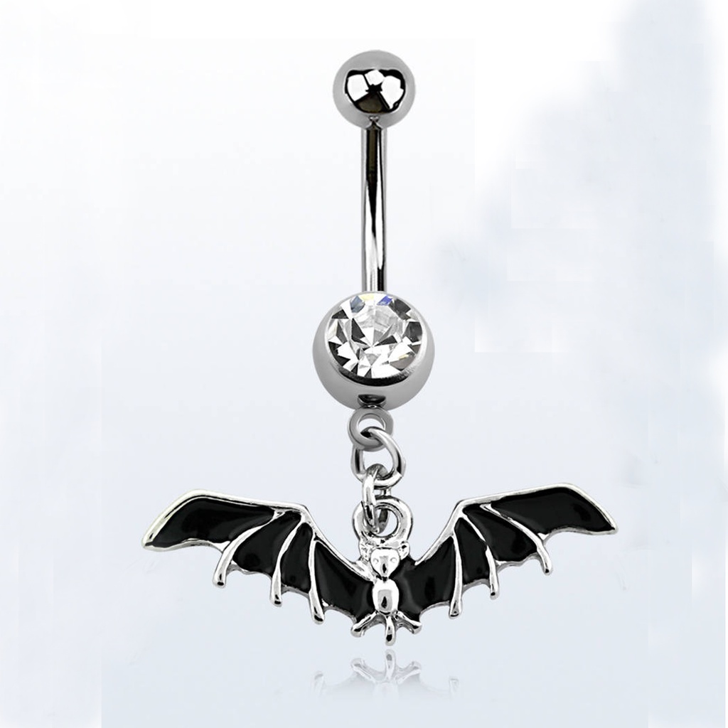 1.6mm มิล จิวสะดือ batman จิว จิวหู เจาะสะดือ ประดับคริสตัลสีขาว belly ring body jewelry piercing na