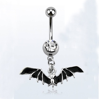 1.6mm มิล จิวสะดือ batman จิว จิวหู เจาะสะดือ ประดับคริสตัลสีขาว belly ring body jewelry piercing navel bar barbell