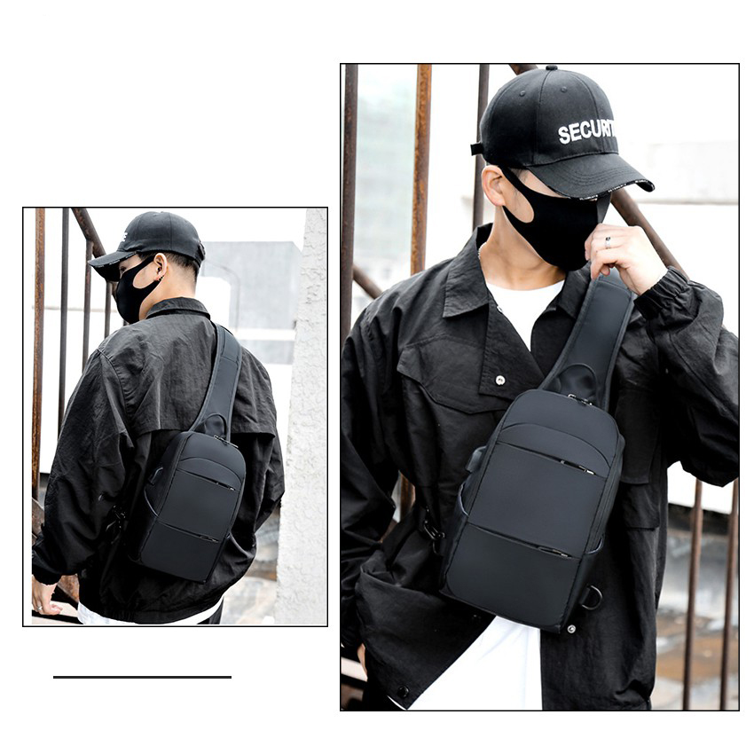 Laber Lee กระเป๋าคาดอกแฟชั่น มีพอร์ตชาร์จ Usb สําหรับผู้ชาย