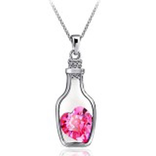 △BringJewelry สร้อยคอ พร้อมจี้รูปหัวใจในขวด น่ารักหวานๆเหมาะเป็นของขวัญ-Pink Topasจี้น่ารักสร้อยคอ
