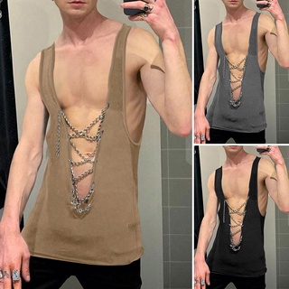 Xman เสื้อกล้าม คอวีลึก แขนกุด แฟชั่นสําหรับผู้ชาย