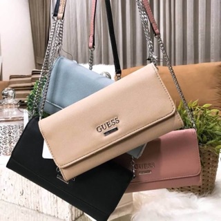 แท้💯% NEW ARRIVAL! GUESS FACTORY WOMENS LONG WALLET WITH CHAIN 2018