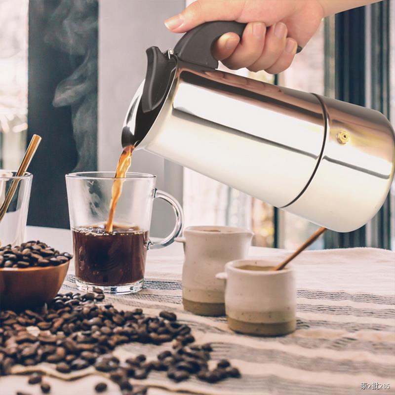 มอคค่าพอท รุ่นสแตนเลส เครื่องทำกาแฟสด กาต้มกาแฟสดแบบพกพาสแตนเลส หม้อต้มกาแฟแบบแรงดัน 300/450ml moka pot kuraudo