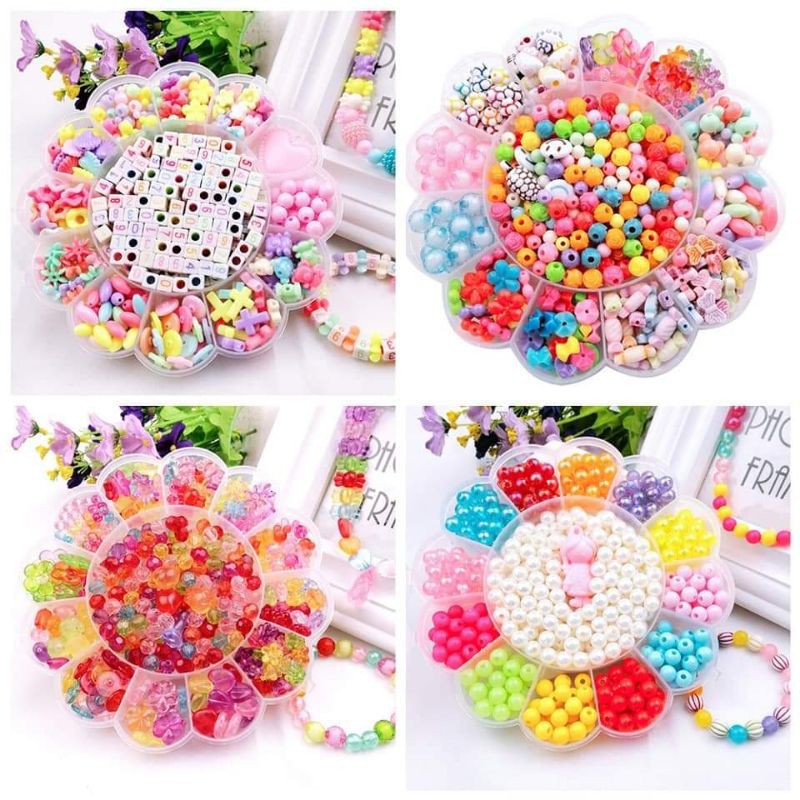 Ready stock in Malaysia # DIY 儿童益智串珠玩具套装 #Girl Puzzle Beaded Toys Diy Handmade Beads DIY Beads Set N