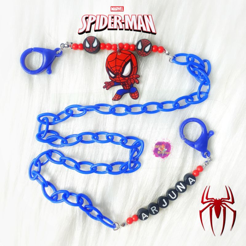 Spiderman Face Mask Chain สําหรับเด็ก Spiderman Face Mask สร้อยคอ Superhero Face Mask สายคล้อง Ranta