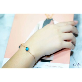 925 Sterling Silver bracelet สร้อยข้อมือเงินแท้ x Aquamarine 8 mm.