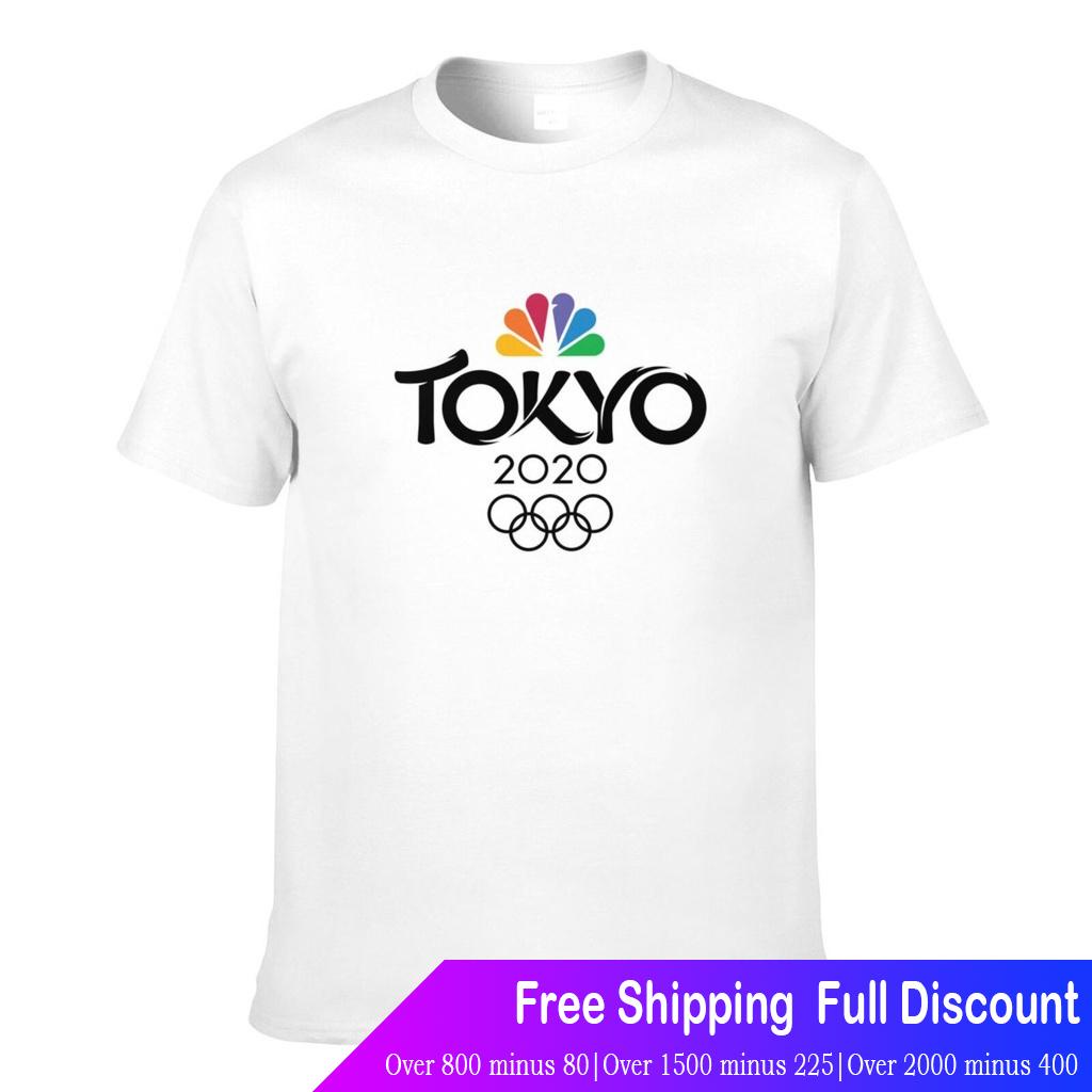 โตเกียวโอลิมปิก เสื้อยืดกีฬา เสื้อยืดผ้าฝ้ายแขนสั้นพิมพ์ลาย Tokyo Olympics 2020 Tokyo Olympics Popul