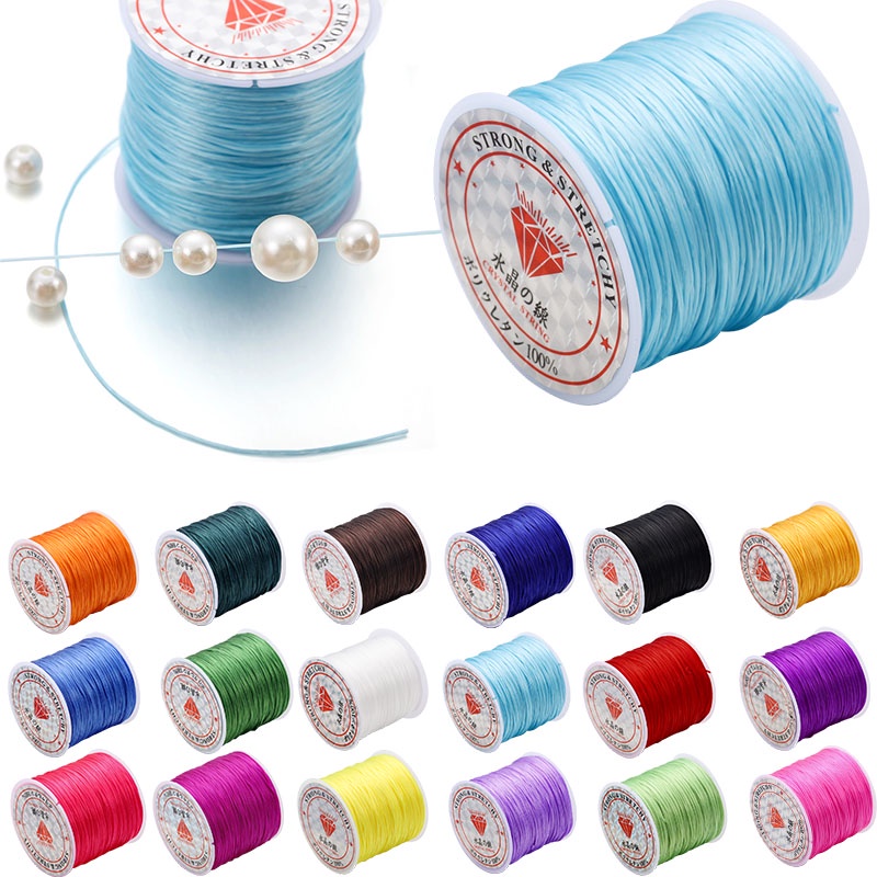 50mไหมยืด เอ็นยืดร้อยลูกปัด  สายคริสตัล เอ็นยืดตราเพชร ม้วนใหญ่เชือกลูกปัดใส(1 ม