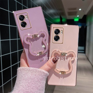 Straight Edge Soft Casing OPPO A77 5G A57 A76 4G Reno7 Z Reno7 Pro 5G เคสโทรศัพท Candy Colors Phone Case with Foldable Holder Stand Phone Back Cover