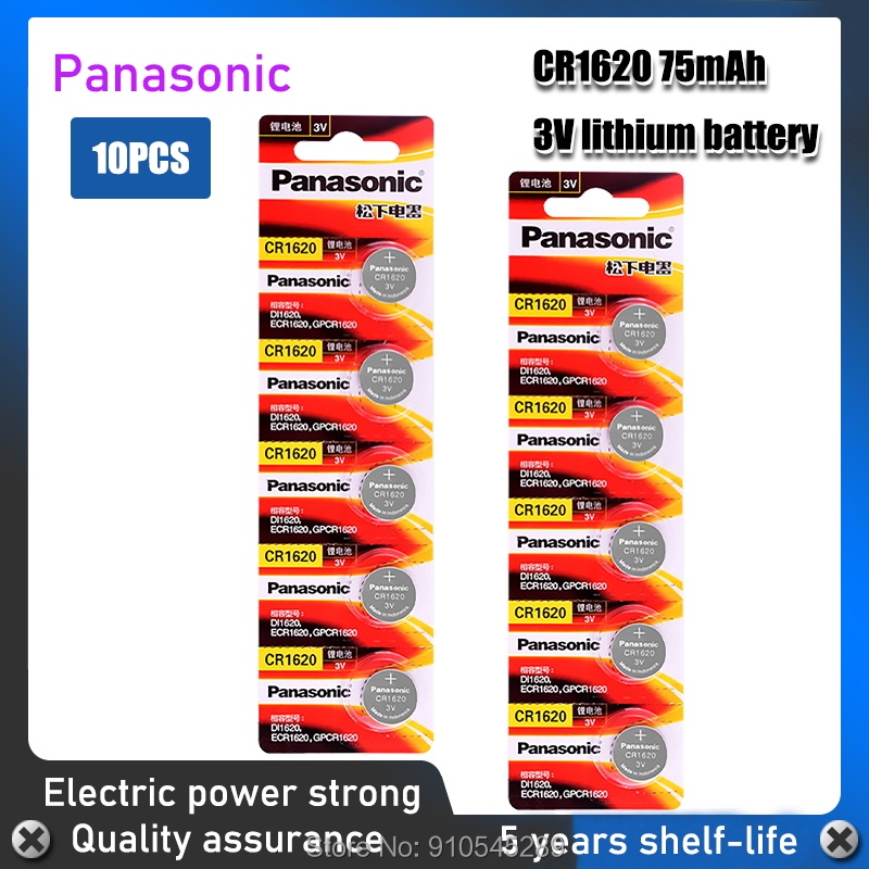 ปุ่มแบตเตอรี่10Pcs CR1620 Panasonic Original Product Button Cell