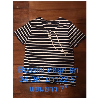 Bossini เสื้อยืด คอผูก ถูกสุดๆ 140 บาท รวมส่ง ป้ายแทคครบ แต่เลือน