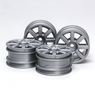 TAMIYA 51334 M-CHASSIS FLAT 8-SPOKE WHEELS 4PCS. (SILVER)