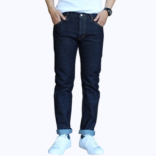 Golden Zebra Jeans กางเกงยีนส์ชายผ้าดิบขากระบอกเล็กริมแดงสีน้ำเงิน(sizeเอว28-36)