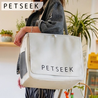 Petseek กระเป๋าเป้ใส่สัตว์เลี้ยง กระเป๋าสัตว์เลี้ยง ระบายอากาศได้ดี หนา ทน แข็งแรง รับน้ำหนักได้ 10 kg.