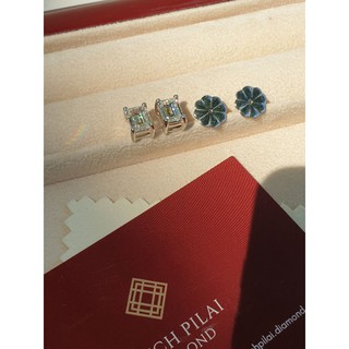 Petchpilai diamond  ต่างหูติดหู Emerald cut 2กะรัต G color IF