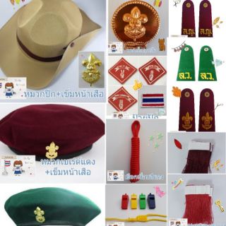 เครื่องหมายลูกเสือ เข็มหน้าเสือ วอกเกิ้ล กระดานบ่า อินทรธนู พู่ขา นกหวีด เชือกเงื่อน ป้าย