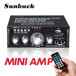 Sunbuck 600W Mini Amplificador บลูทูธสเตอริโอ 2 ช่องเครื่องขยายเสียง Home/รถ HIFI AMP DC12V/AC220V FM SD