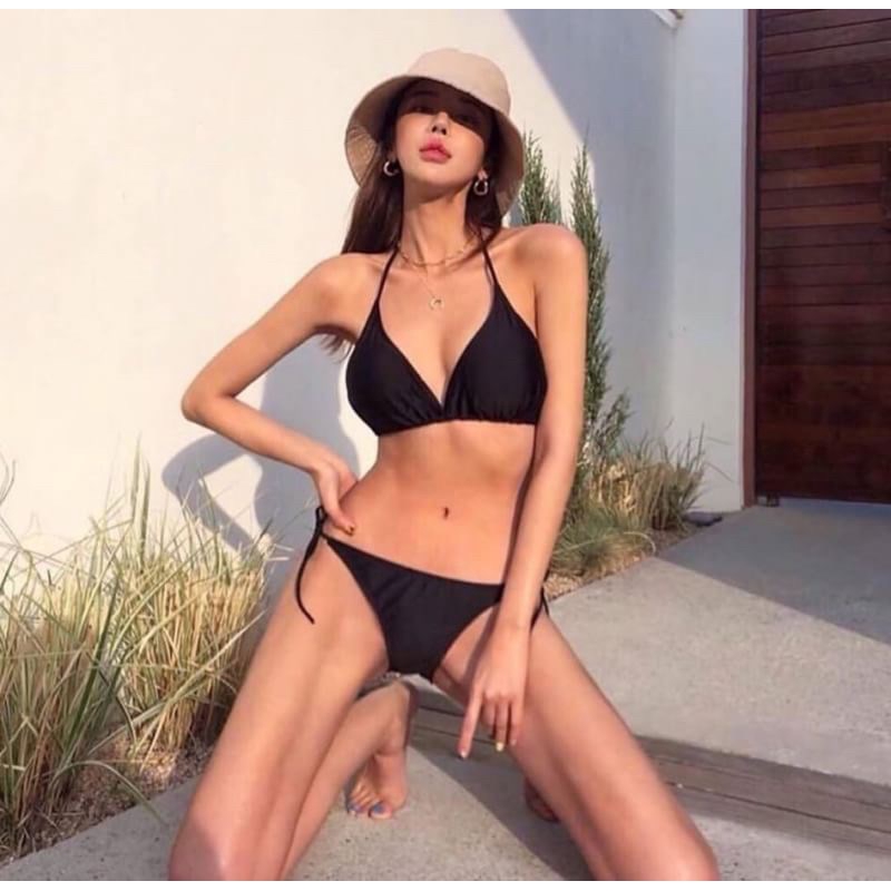 [Premium grade] ชุดว่ายน้ำบิกินี่ 🍭bikini ผูกหลัง ผูกคอ ผูกเอว🍭 สีพื้น มีสีให้เลือก 45 สี