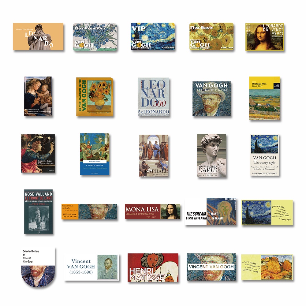 50pcs วรรณกรรม Art Museum Ticket Roots Da Vinci Van Gogh ภาพวาดที่มีชื่อเสียงสติกเกอร์กันน้ําสเก็ตบอร์ดแล็ปท็อปกระเป๋าเดินทาง Graffiti สติกเกอร์ - รูปที่ 5